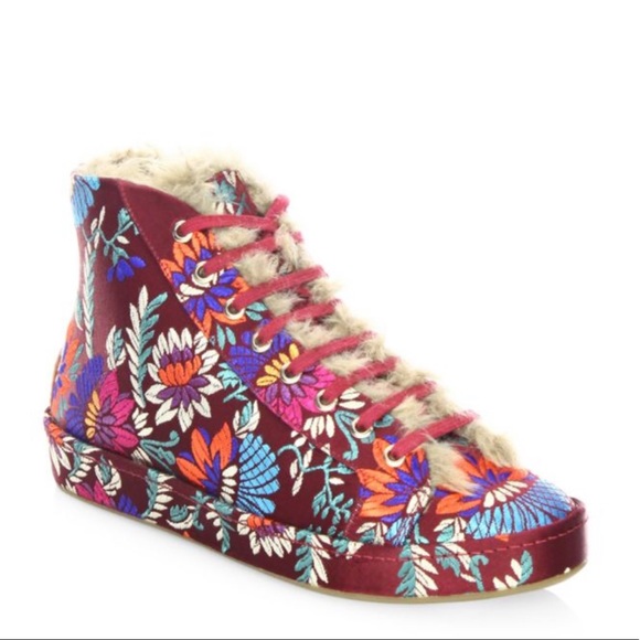 JOIE floral Embroidered silk high top sneakers NWT - Picture 8 of 8